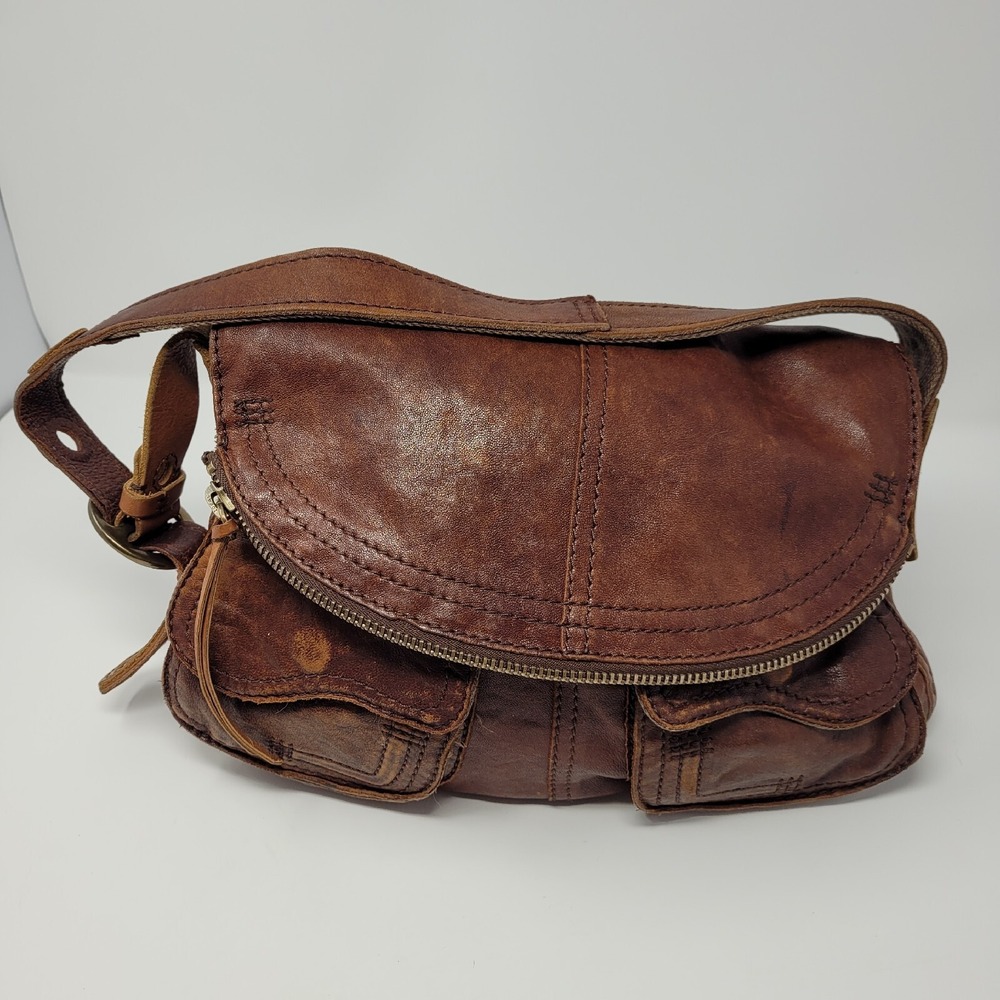 🍀 Lucky Brand  "Stash"  Shoulder Hand Bag  Chocolate Leather EUC